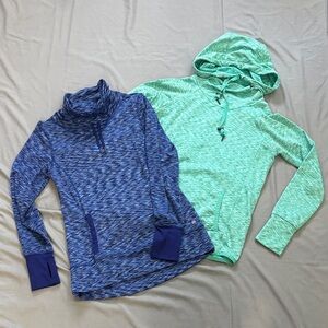 Blue and Green Pullover Athletic Hoodies - Bundle of 2